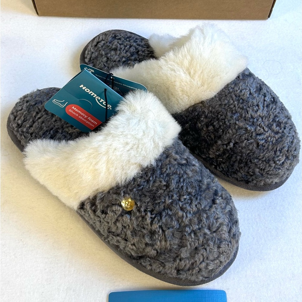 NEW HomeTop Women's Comfy Faux Fur Clog Slippers / size 5/6